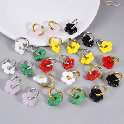 Aros con flores de cristal de colores – acero inoxidable
